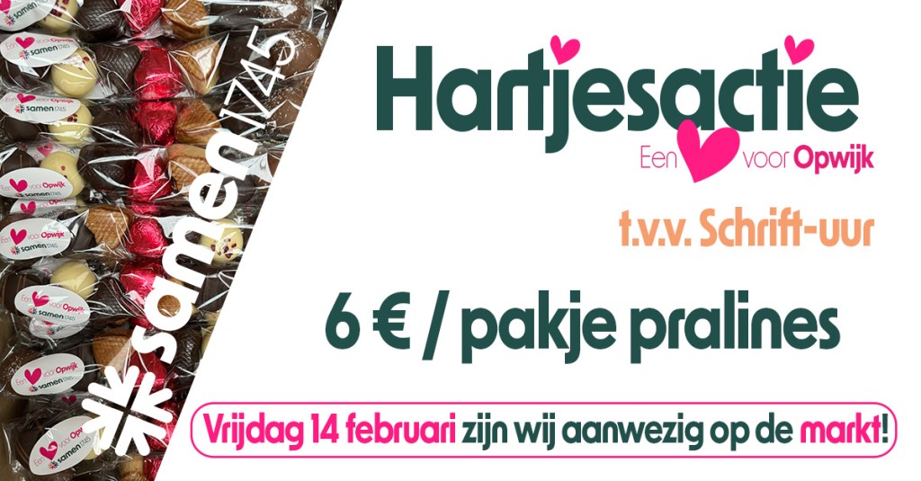 Hartjesactie samen1745 op de MARKT! – t.v.v. Schrift-uur – Een 🩷 voor Opwijk!